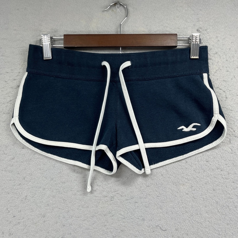 Hollister Sweat Shorts Womens XS Navy Blue Dolphin Fleece Sweat Gym Lounge Y2K